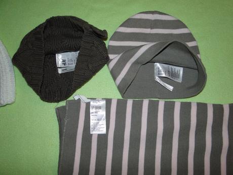 4ks - 3pack h&m 2x čepice + šála +1 čepice , h&m,116