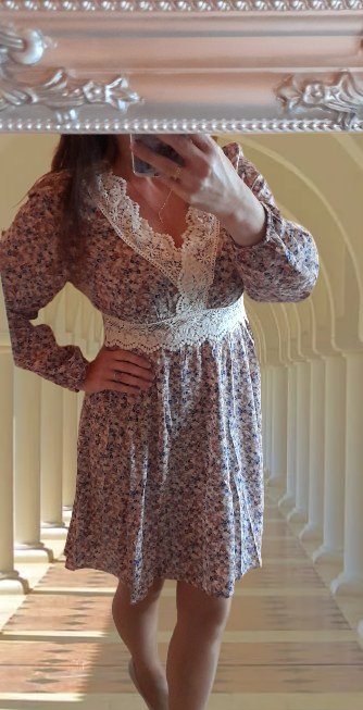 Romantické kvítkové šaty zdobené krajkou, l