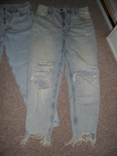 2x dívčí-dámské rifle,cena celkem, bershka,40