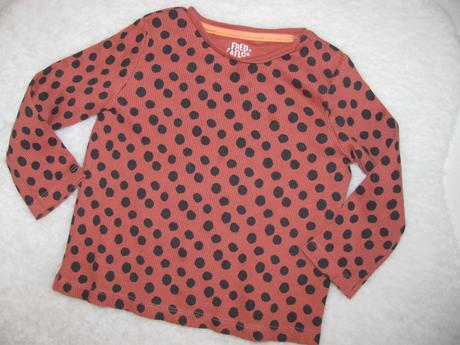 Bavlněné řádkované dívčí tričko s puntíkem, f&f,80