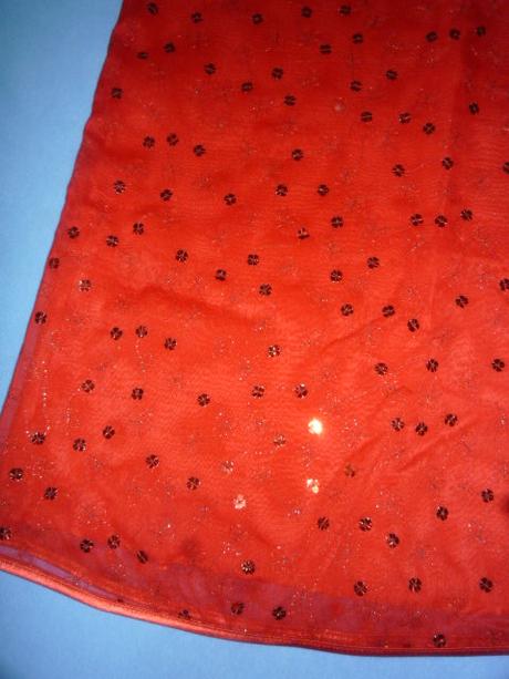 Červené třpytivé šaty vel. 134, 134