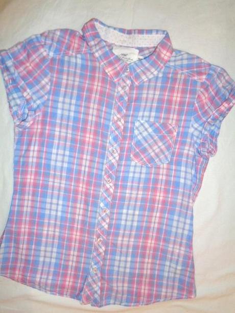 Luxusní vzdušná káro košile - růžovomodroučká, h&m,152