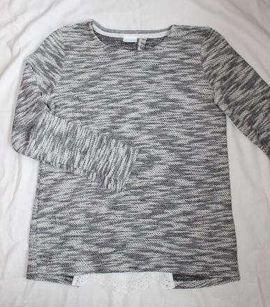 Po136. tenký melírovaný svetřík s krajkou,10-11let, f&f,146