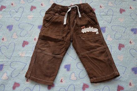 Hnědé manžestrové kalhoty, okay,80