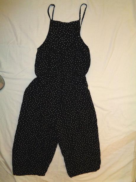 Luxusní černý overal s puntíky, new look,140