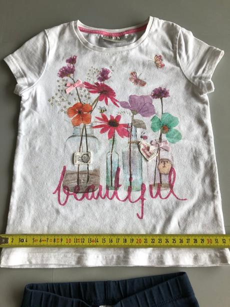 Tričko+legíny kytky motýl mašle next lindex 4-5let, next,110