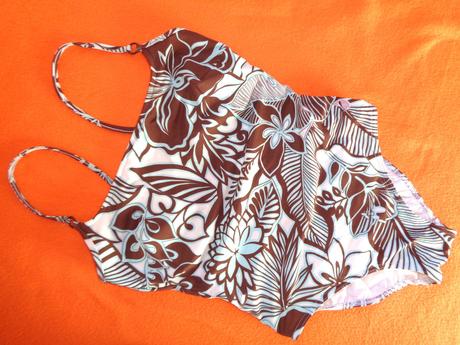 Hnědotyrkysové květované jednodílné plavky, 42