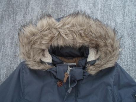 Modrá bunda bundička s kožíškem, h&m,152