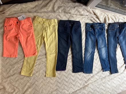 Set 5 kalhot , dzinu, zluta, modra 104, 104–116