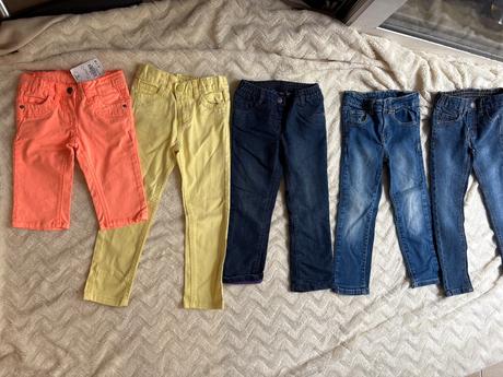 Set 5 kalhot , dzinu, zluta, modra 104, 104–116