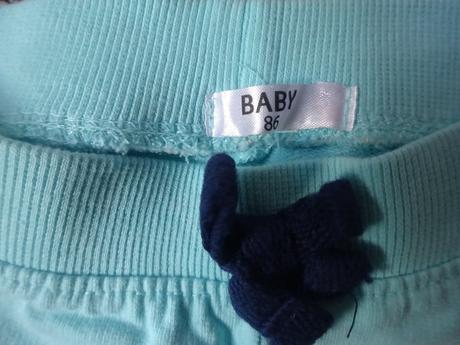 Tepláky světle modré s obrázky, vel. 86, baby,86
