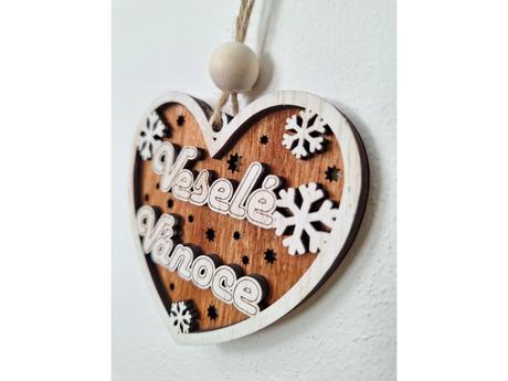 Dřevěná dekorace veselé vánoce, 