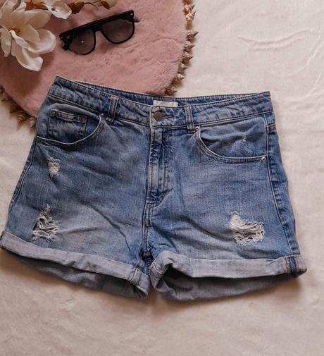 H&m džínové šortky s vysokým pasem, h&m,38