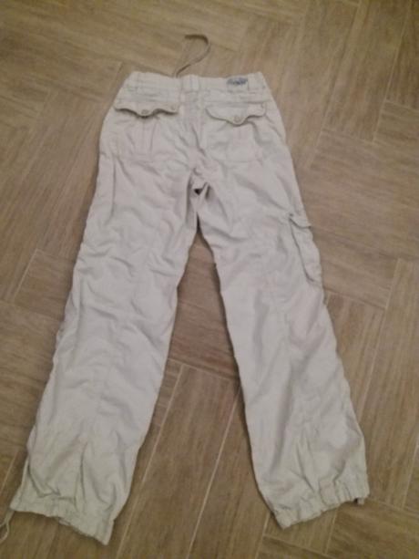 Plátěné krémové kalhoty s kapsami, tcm,s