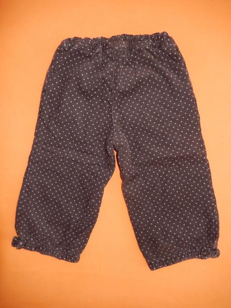 Hnědé podšité manžestráky s puntíkama, h&m,86