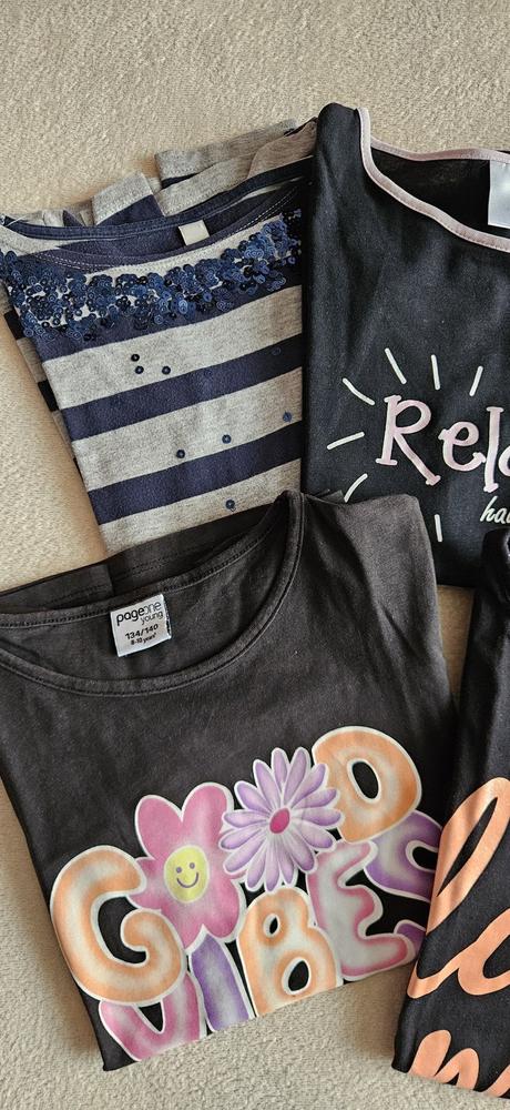 Dívčí mix triček (3x dlouhý a 2x krátký), 134/140, 140–152