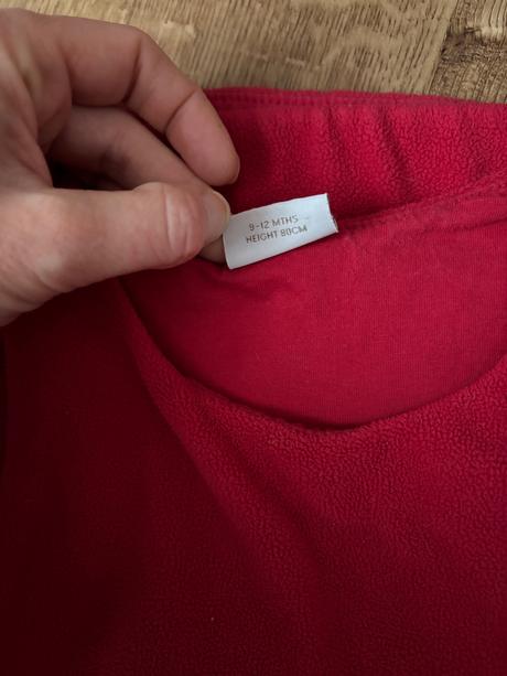 Červené fleecové šatičky/tunika (vel. 80), next,80