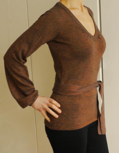 Hnedo-bronzovy svetrik s lurexem vel. 34/36, 34