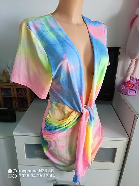 Tílko-mini šaty duhové vel."m", m