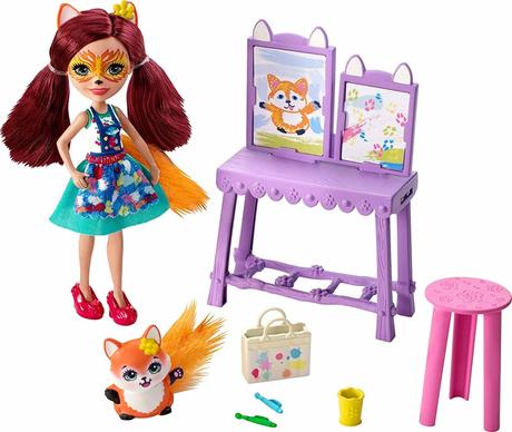 Mattel enchantimals art studio felicity fox &flick,