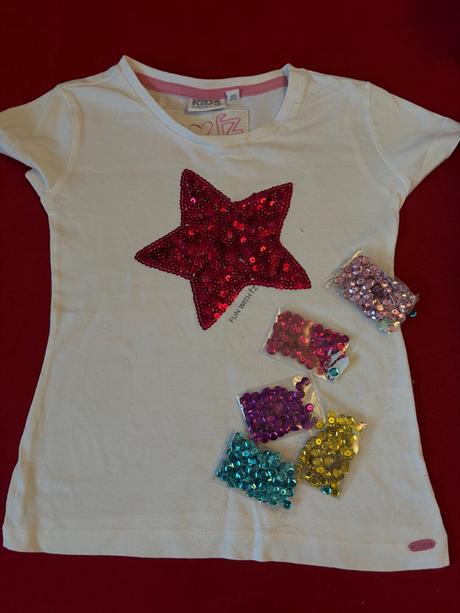 Bílé tričko na zdobení třpytivými flitry, velikos, kids,110