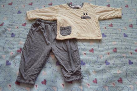 Oteplený bavlněný komplet - tepláčky  a mikina, 86
