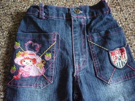 3/4 džíny rifle bermudy s jahůdkou vel 110-116, 110