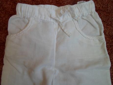 Bílé plátěné 3/4 kalhoty kraťasy kraťásky, h&m,68
