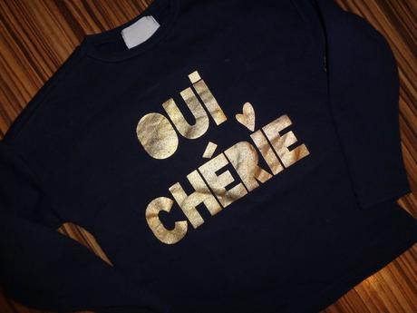 Krásná modrá mikina se zlatým nápisem, zara,122