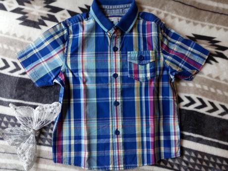 Bavlněná letní košile, modrá kostka, marks & spencer,98