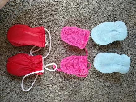 3x rukavice bez palečku pro nejmenší, 68