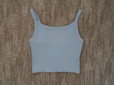 Modré tričko triko tílko crop top, new yorker,158