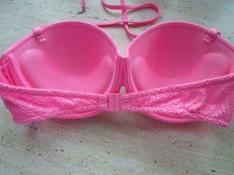 Růžové krajkové plavky plavková podprsenka, new yorker,m