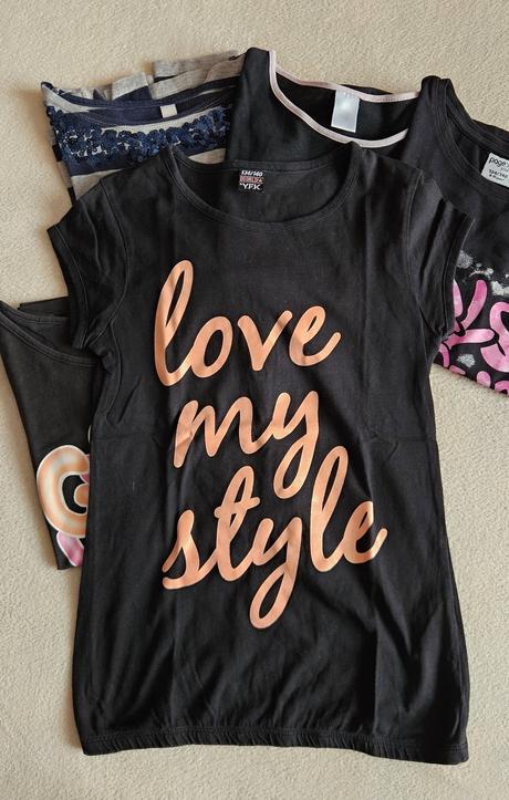 Dívčí mix triček (3x dlouhý a 2x krátký), 134/140, 140–152