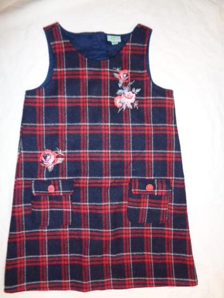 Nádherná teplá káro šatovka - červenomodrá, kids,140