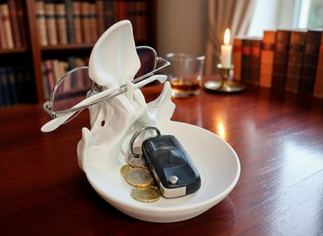 Stojánek na brýle "lebka s miskou",