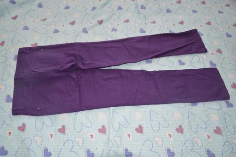 152 kalhoty slabší džíny fialové, regulace v pase, 152