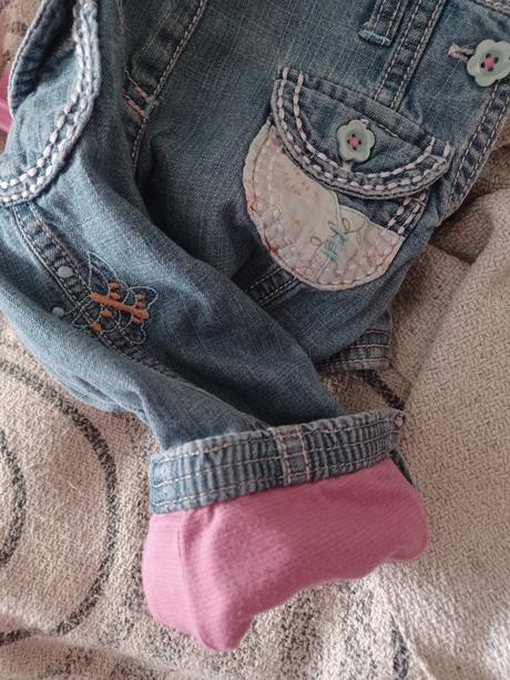 Džíny s laclem + pruhovaný svetr 68/74, next,68