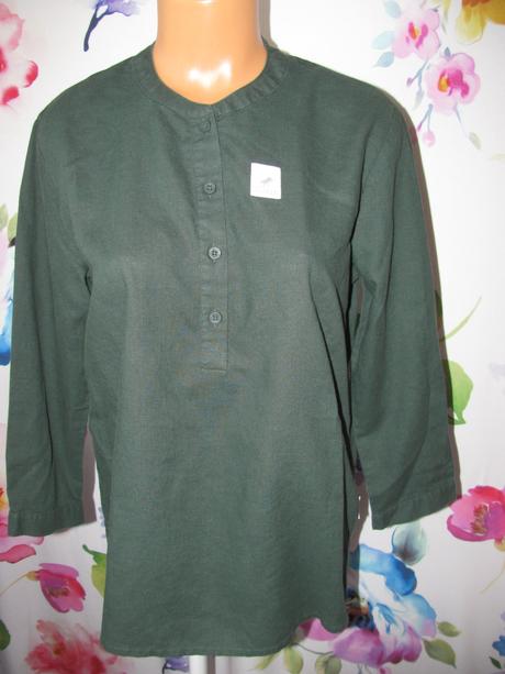 Dámská tmavě zelená halenka, 3/4 rukáv maloja, l