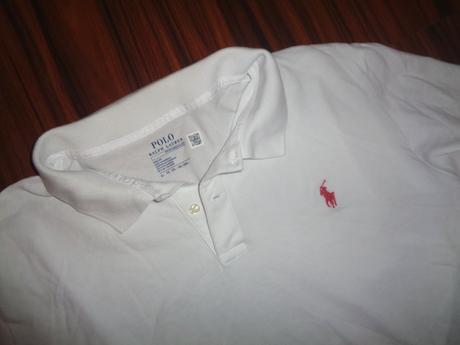 Bílé vroubkované tričko polo ralph lauren, ralph lauren,xl