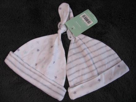 Bavlněné kojenecké čepičky - 2 pack / v.0-3 měs., miniclub,62