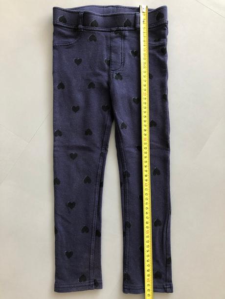 Legíny kalhoty modrá denim srdíčka 116cm 5-6let, h&m,116
