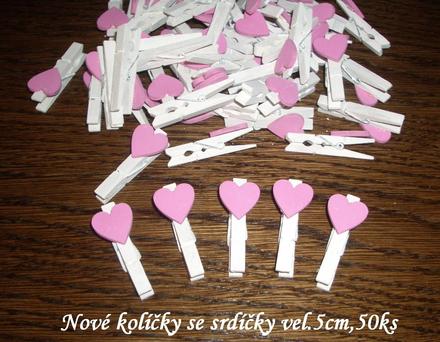 Dekorace nové kolíčky srdíčka + provázek,