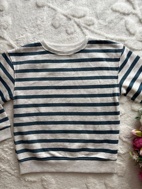 K10/ mikina s pruhy béžovo zelená - v.5/6 let, primark,116