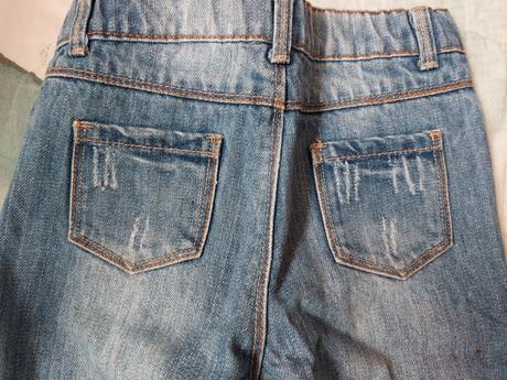 Trhané džíny výšivka, korálky, flitry, štras, denim co,116