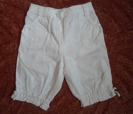Bílé kalhoty rifle džíny kraťasy plátěné 3/4, h&m,98
