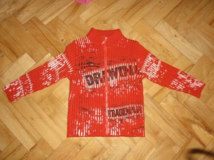 Oranžový svetr na zip vel.104-110, 104