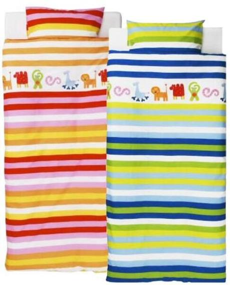 Modré zelené pruhované dětské povlečení, zvířátka, šířka (cm): 150,délka (cm): 200
