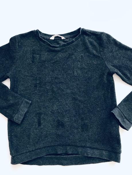 Mikina fleecová tmavé šedé barvy  - v.146/152, h&m,146