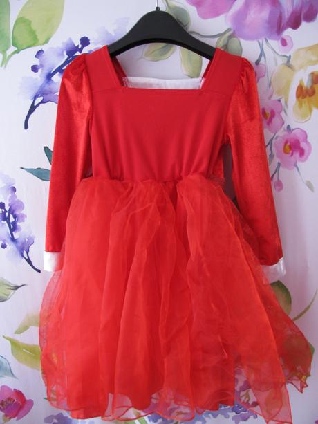 Sváteční vánoční červené tylové šaty, 116